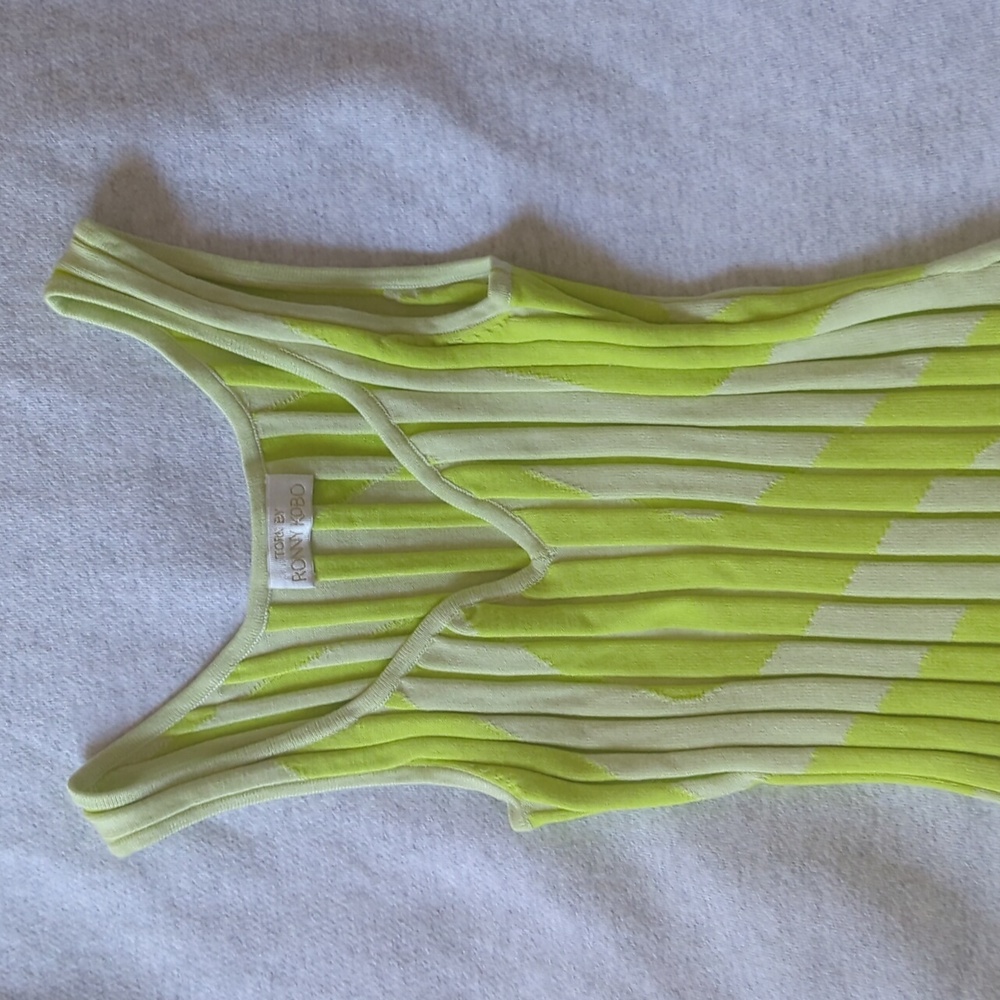 Rare Ronny Kobo pleated line green midi dress
